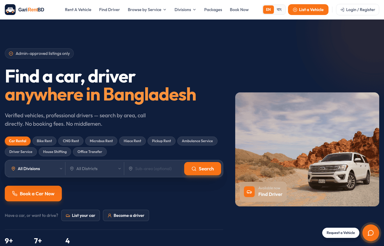 GariRentBD homepage